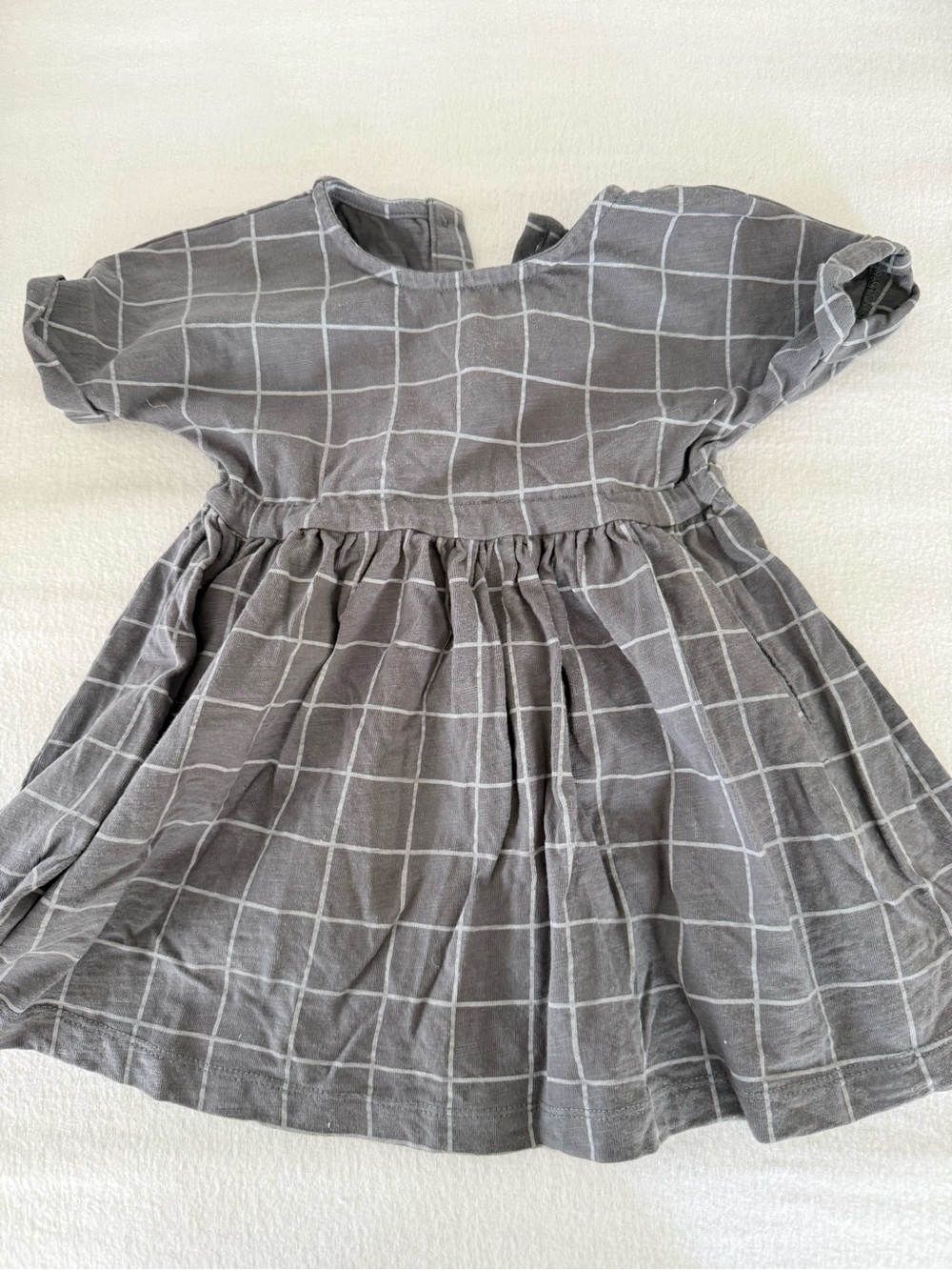 Toddler Girls' Windowpane Grid Short-Sleeve Dress - Gray